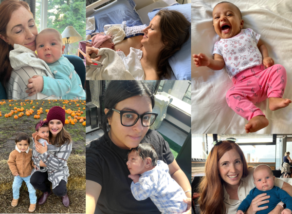 Collage of women holding their infants
